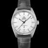 39 mm, acciaio su cinturino di pelle