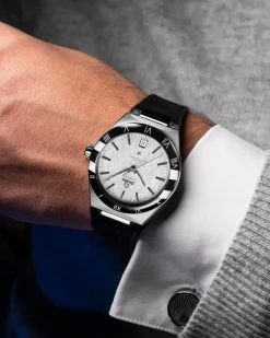 41 mm, acciaio su cinturino di pelle