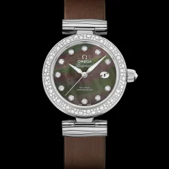34 mm, acciaio su cinturino di pelle