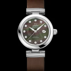 34 mm, acciaio su cinturino di pelle