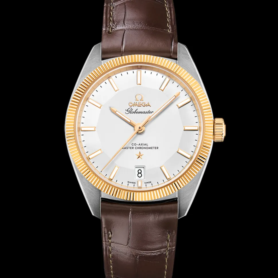 39 mm, acciaio‑oro giallo su cinturino di pelle