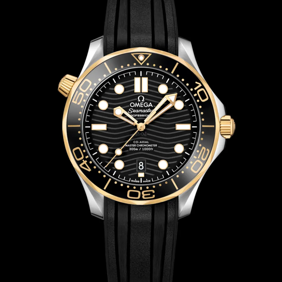 42 mm, acciaio‑oro giallo su cinturino in caucciù