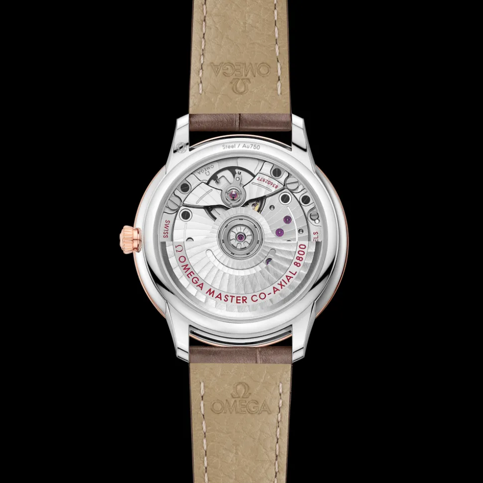 34 mm, acciaio‑oro Sedna™ su cinturino di pelle
