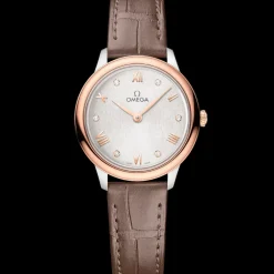 27,5 mm, acciaio‑oro Sedna™ su cinturino di pelle