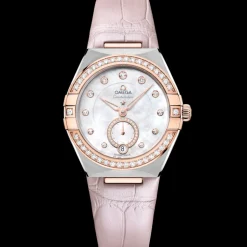 34 mm, acciaio‑oro Sedna™ su cinturino di pelle