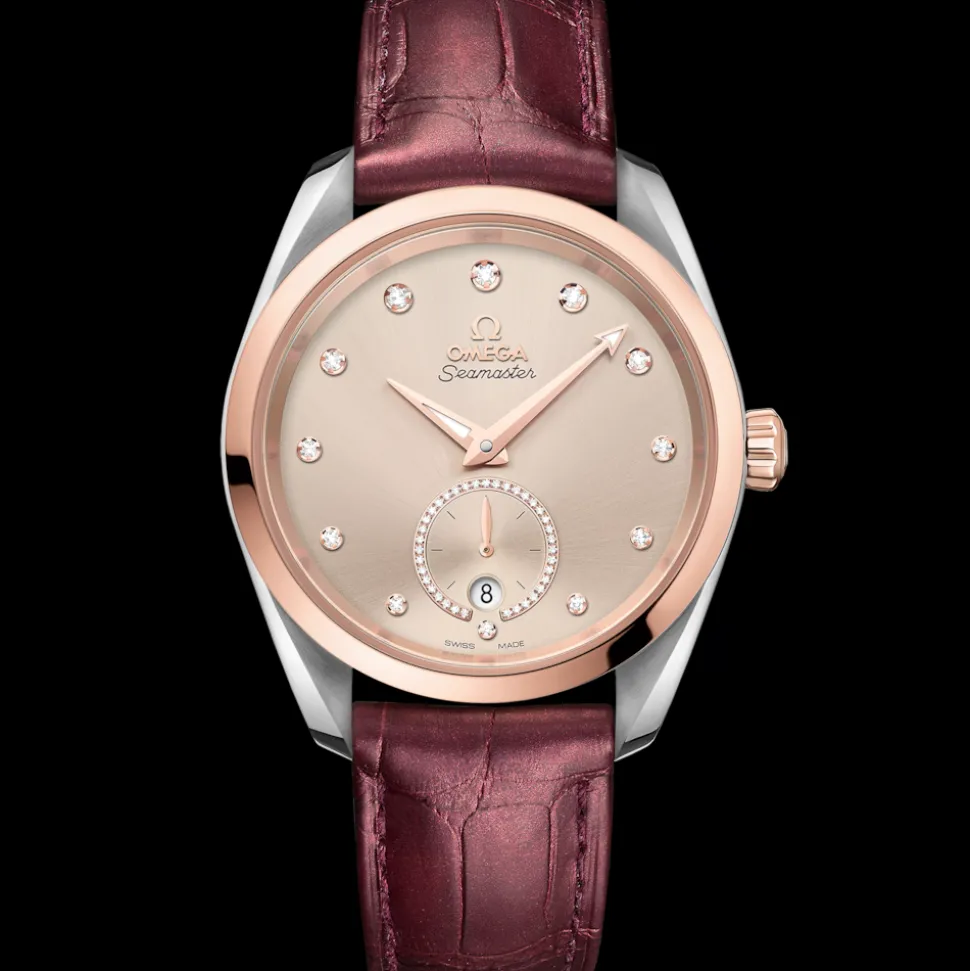 38 mm, acciaio‑oro Sedna™ su cinturino di pelle