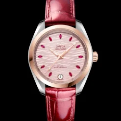 34 mm, acciaio‑oro Sedna™ su cinturino di pelle