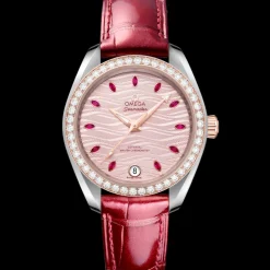 34 mm, acciaio‑oro Sedna™ su cinturino di pelle