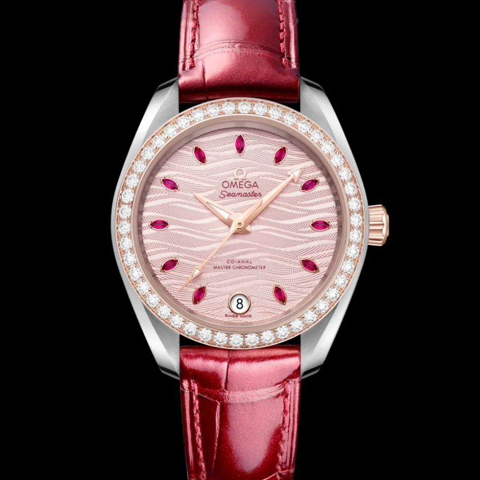 34 mm, acciaio‑oro Sedna™ su cinturino di pelle