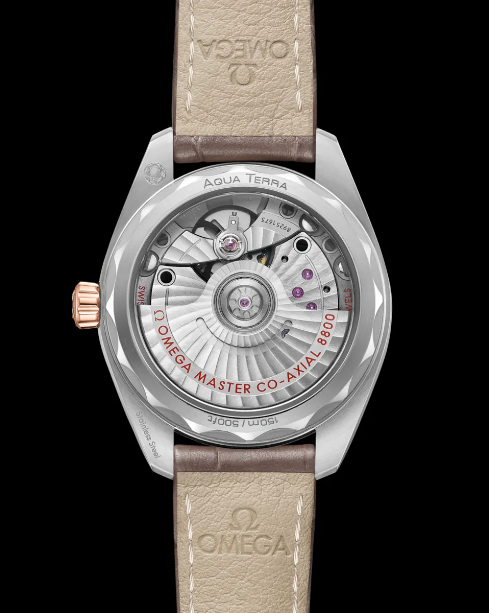 34 mm, acciaio‑oro Sedna™ su cinturino di pelle