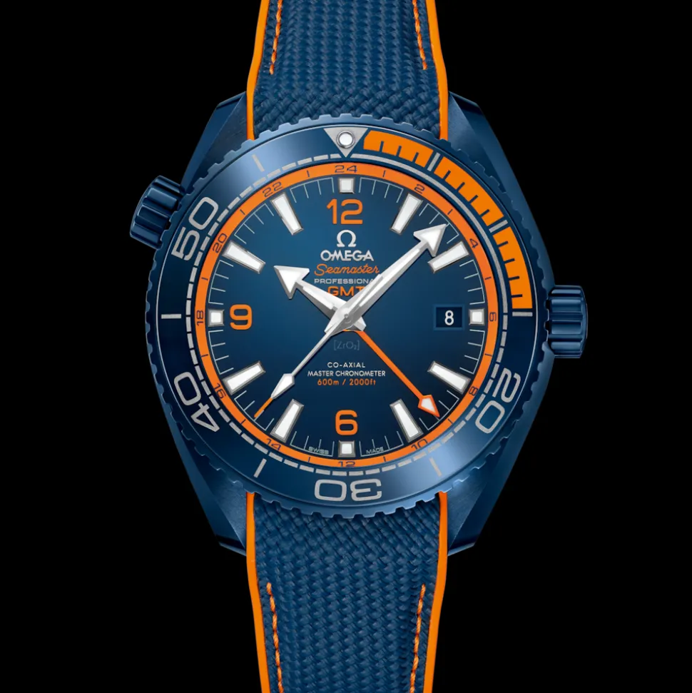 45,5 mm, ceramica blu su cinturino in caucciù