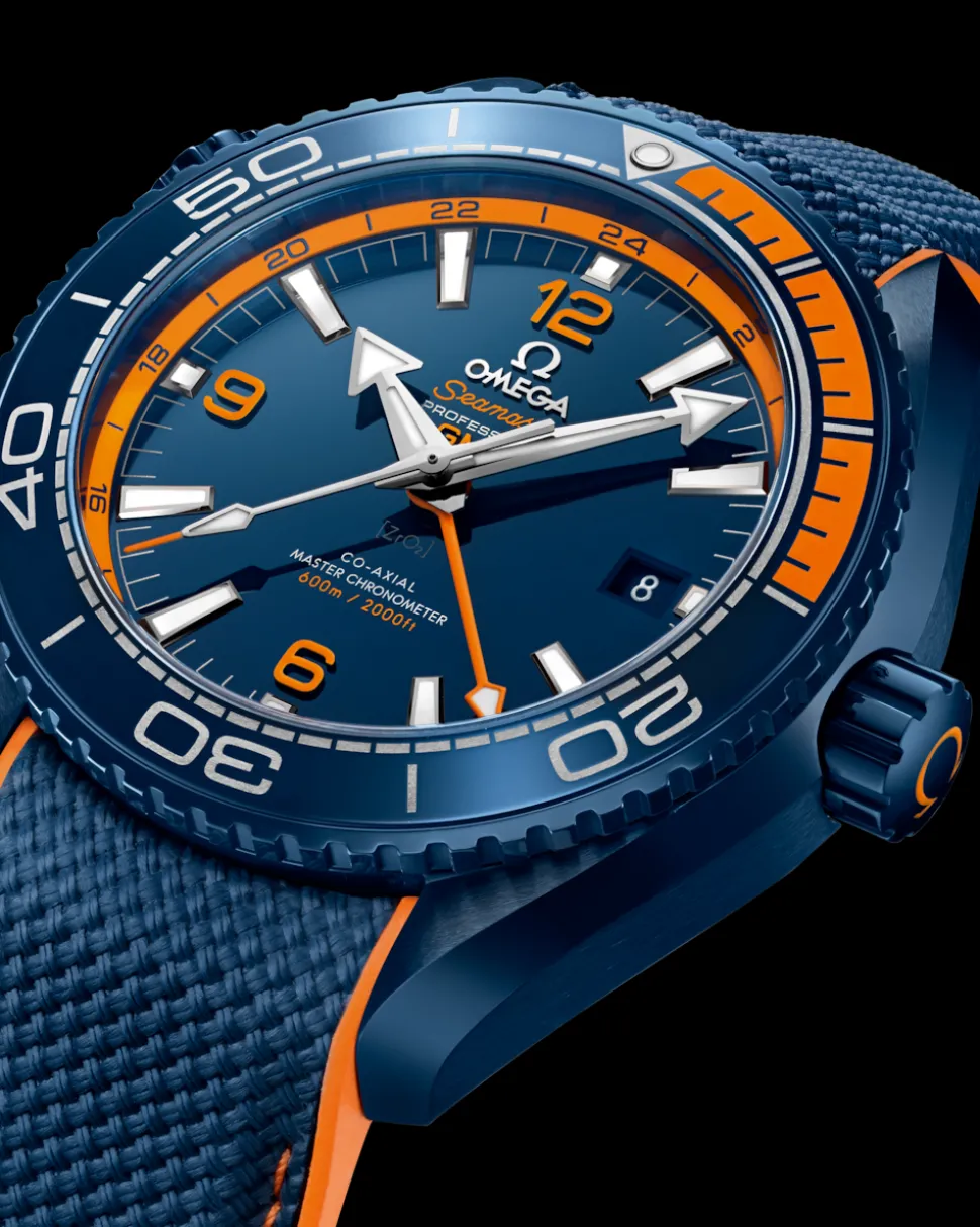 45,5 mm, ceramica blu su cinturino in caucciù