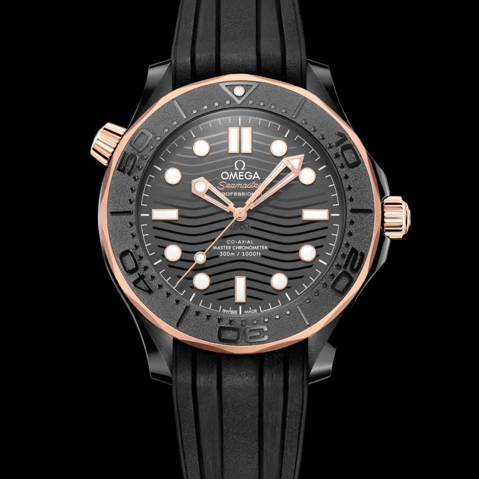 43,5 mm, ceramica nera su cinturino in caucciù