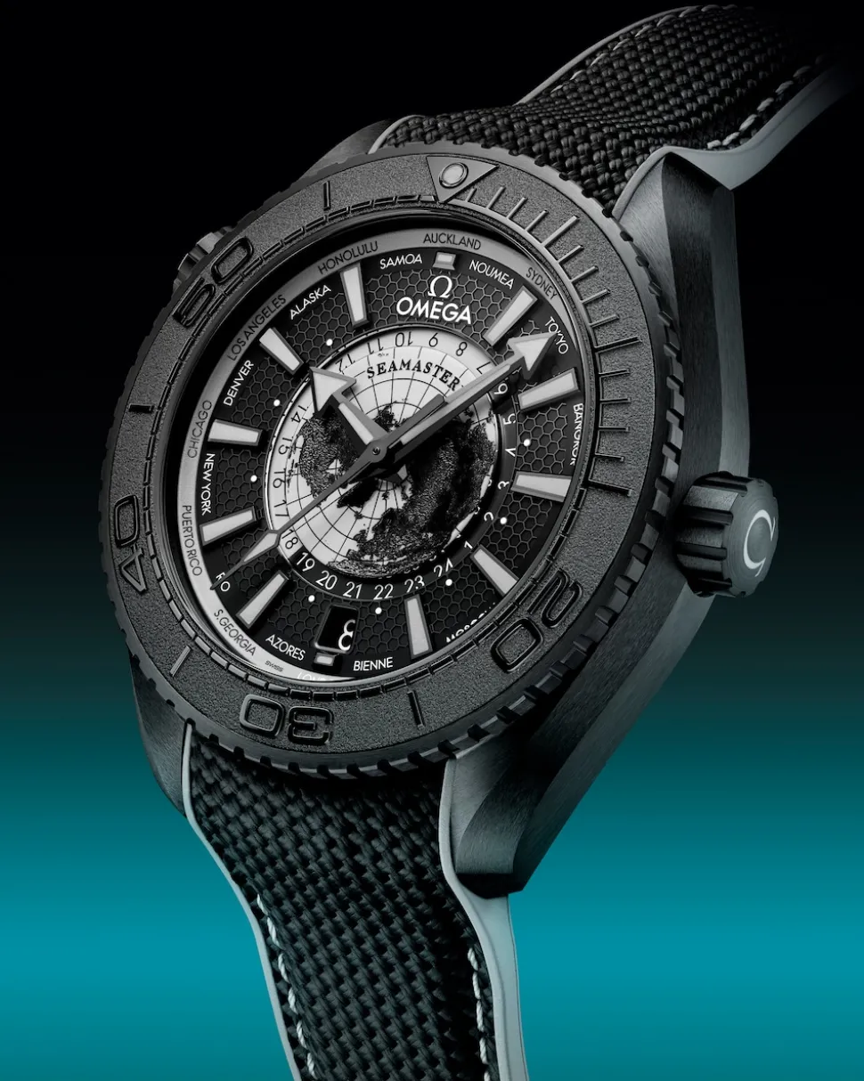 45,5 mm, ceramica nera su cinturino in caucciù
