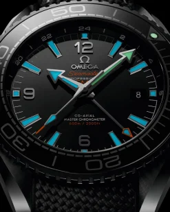 45,5 mm, ceramica nera su cinturino in caucciù