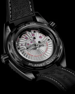 45,5 mm, ceramica nera su cinturino in caucciù