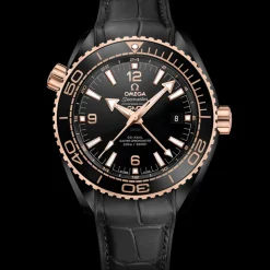 45,5 mm, ceramica nera su cinturino in pelle con rivestimento interno in caucciù