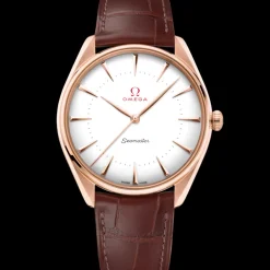 39,5 mm, oro Sedna™ su cinturino di pelle