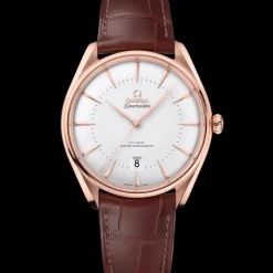 39,5 mm, oro Sedna™ su cinturino di pelle