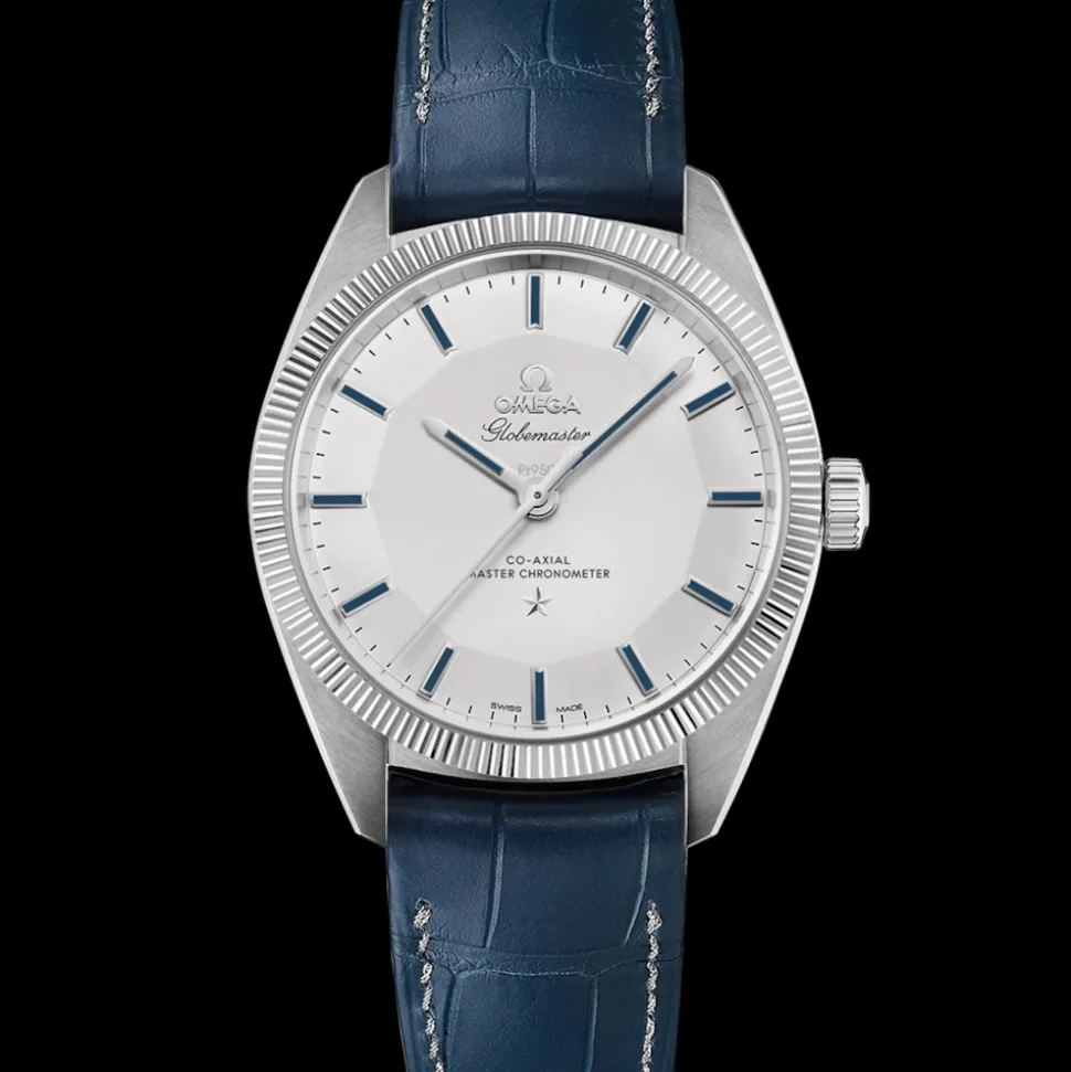 39 mm, platino su cinturino di pelle