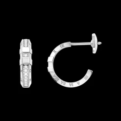 Orecchini, oro bianco 18k, diamanti