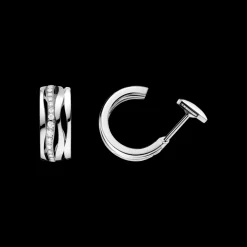 Orecchini, oro bianco 18k, diamanti