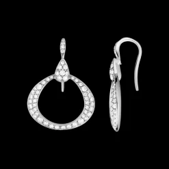 Orecchini, oro bianco 18k, diamanti