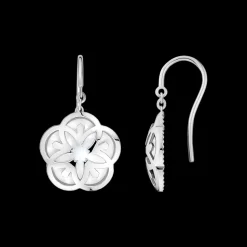 Orecchini, oro bianco 18k, madreperla