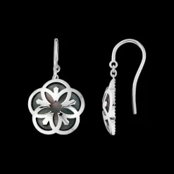 Orecchini, oro bianco 18k, madreperla tahiti