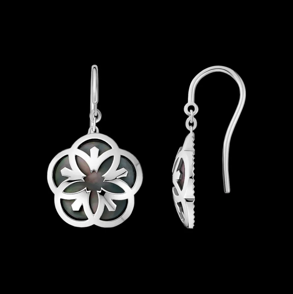Orecchini, oro bianco 18k, madreperla tahiti