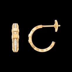 Orecchini, oro giallo 18k, diamanti
