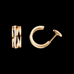 Orecchini, oro giallo 18k, diamanti