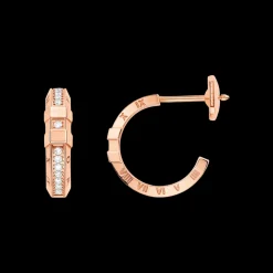Orecchini, oro rosso 18k, diamanti