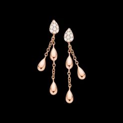 Orecchini, oro rosso 18k, diamanti