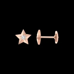 Orecchini, oro rosso 18k, diamanti