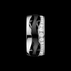 Pendente, oro bianco 18k, ceramica, diamanti