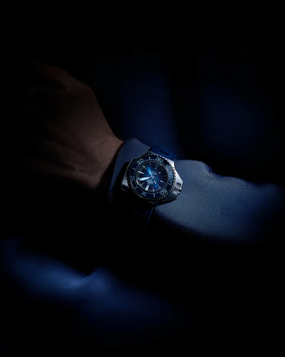 55x45 mm, O‑MEGASTEEL su cinturino in caucciù